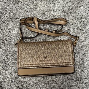 Michael Kors Tan and Gold Crossbody Bag/Wallet